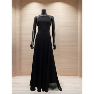 Lulus Black Maxi Dress M Criss Cross‎ Back Formal Evening Gown Polyester